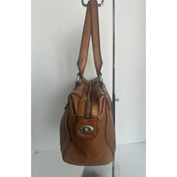 Fossil Marlow Chestnut Pebble Leather Double Handle Satchel Shoulder Handbag - Picture 3 of 10